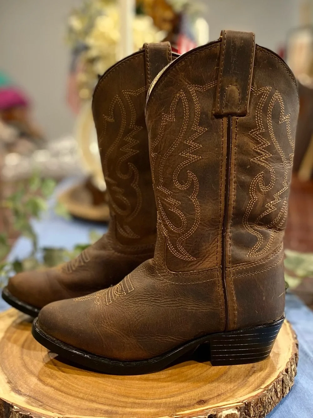 Cody James Boy’s Oiled Dust Brown Full-Grain Leather Western Boots Size 1